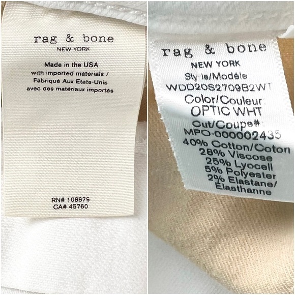 RAG & BONE High Waist Stretch Denim Ankle Slit Crop Straight Cigarette Jeans 31 - Picture 13 of 15